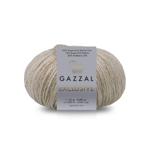Włóczka Gazzal Exclusive 9901 piaskowy merino fine superwash, jedwab morwowy, moher super kid, mohair, merynos, z merynosem, z jedwabiem, swetry, chusty, szale, czapki, jesień, zima