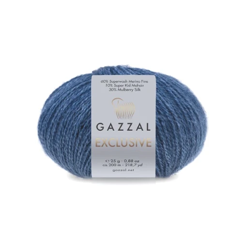 Włóczka Gazzal Exclusive 915 ciemny niebieski  merino fine superwash, jedwab morwowy, moher super kid, mohair, merynos, z merynosem, z jedwabiem, swetry, chusty, szale, czapki, jesień, zima