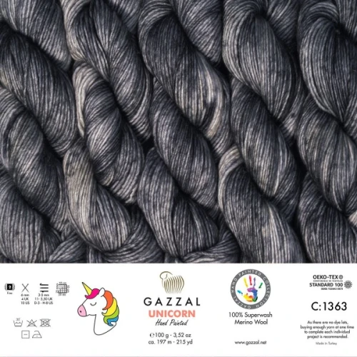 Włóczka Gazzal Unicorn 1363 merino, merynos, na czapkę, gruba, grubsza, ręcznie farbowana