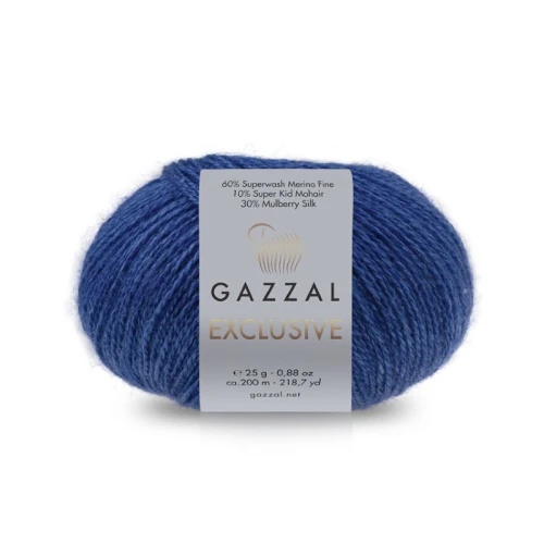 Włóczka Gazzal Exclusive 9911 chabrowy  merino fine superwash, jedwab morwowy, moher super kid, mohair, merynos, z merynosem, z jedwabiem, swetry, chusty, szale, czapki, jesień, zima