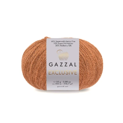 Włóczka Gazzal Exclusive 9929 rdza  merino fine superwash, jedwab morwowy, moher super kid, mohair, merynos, z merynosem, z jedwabiem, swetry, chusty, szale, czapki, jesień, zima