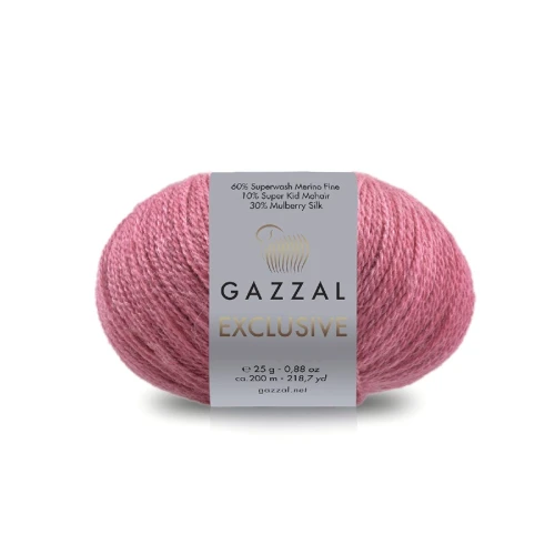 Włóczka Gazzal Exclusive 9944 sorbet malinowy  merino fine superwash, jedwab morwowy, moher super kid, mohair, merynos, z merynosem, z jedwabiem, swetry, chusty, szale, czapki, jesień, zima