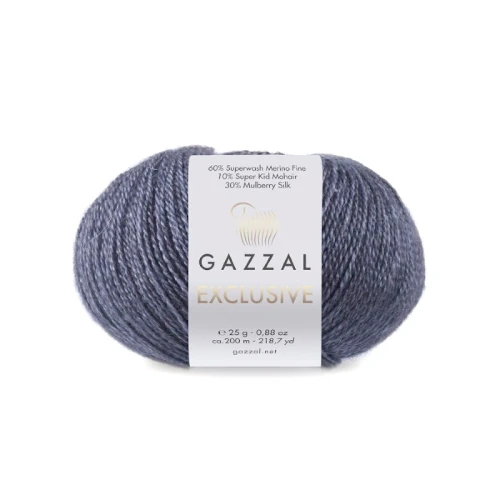Włóczka Gazzal Exclusive 9907 jeans  merino fine superwash, jedwab morwowy, moher super kid, mohair, merynos, z merynosem, z jedwabiem, swetry, chusty, szale, czapki, jesień, zima