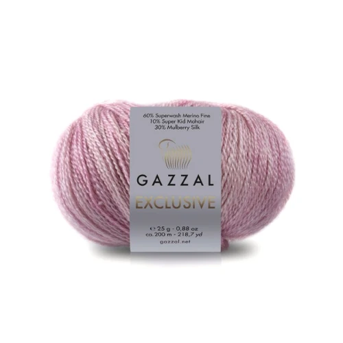 Włóczka Gazzal Exclusive 9903 stary róż merino fine superwash, jedwab morwowy, moher super kid, mohair, merynos, z merynosem, z jedwabiem, swetry, chusty, szale, czapki, jesień, zima