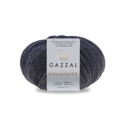 Włóczka Gazzal Exclusive 9906 grafit  merino fine superwash, jedwab morwowy, moher super kid, mohair, merynos, z merynosem, z jedwabiem, swetry, chusty, szale, czapki, jesień, zima