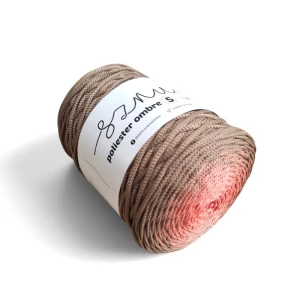 Sznurek poliestrowy płaski OMBRE 5 mm, 250m POM107 łososiowy/mokka