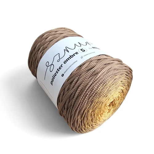 Sznurek poliestrowy płaski OMBRE 5 mm, 250m POM104 miodowy/ziemisty