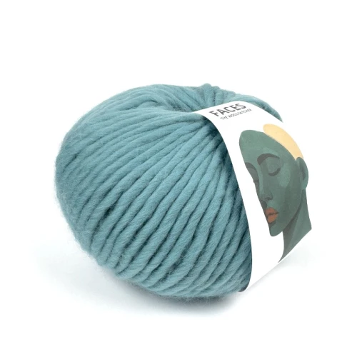 Włóczka FACES 7397 mineral Blue, the woolcatcher, gruba typu bulky, 200g w motku