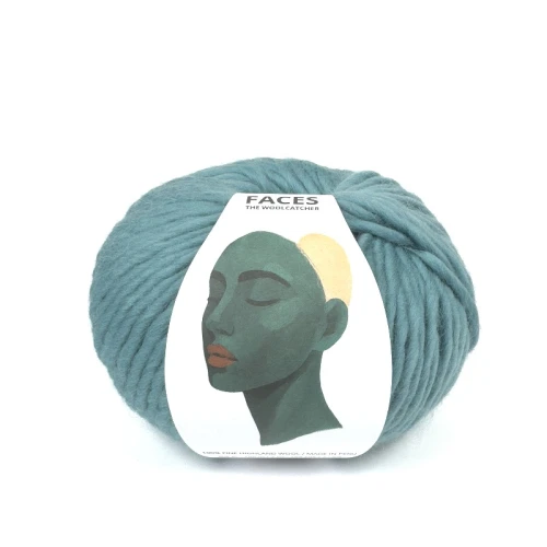 Włóczka FACES 7397 mineral Blue, the woolcatcher, gruba typu bulky, 200g w motku