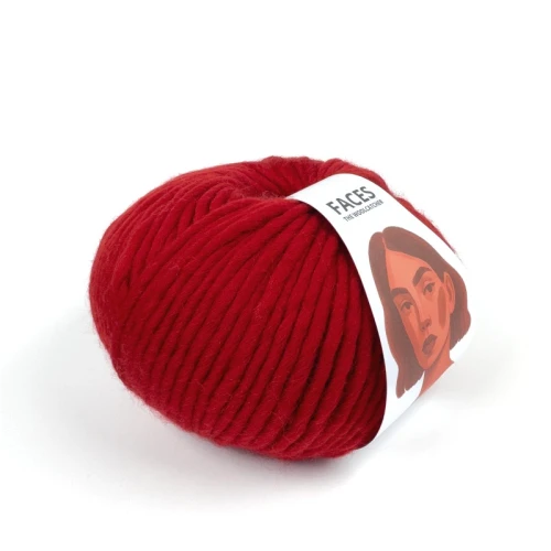 FACES YARN-13.jpgWłóczka FACES 1299 cardinal red the woolcatcher, gruba typu bulky, 200g w motku