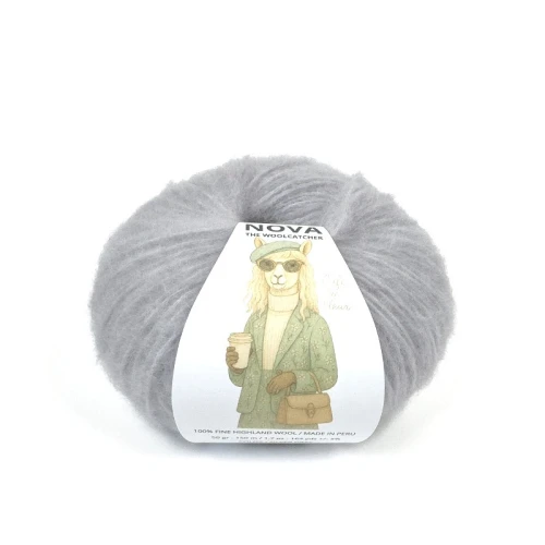 Włóczka NOVA 9479 silver grey, the woolcatcher, wełna peruwiańska highland, typu brushed