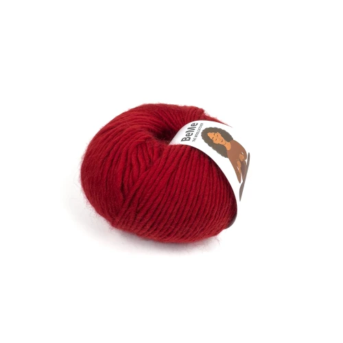wełna BeMe 1299 cardinal red , 100% peruwiańska wełna fine highland, miękka i delikatna dla skóry