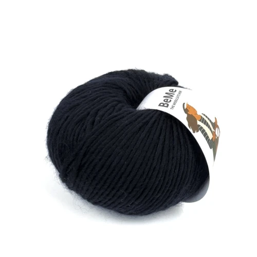 wełna BeMe 1467 black, 100% peruwiańska wełna fine highland, miękka i delikatna dla skóry