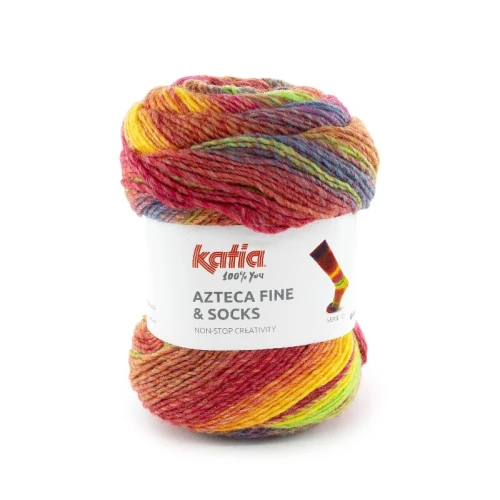 Włóczka Katia Azteca Fine Socks&More 11 czerwony-żółty-zielony