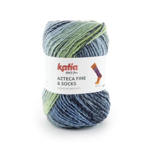 Włóczka Katia Azteca Fine Socks&More 30 zielony-niebieski-granatowy