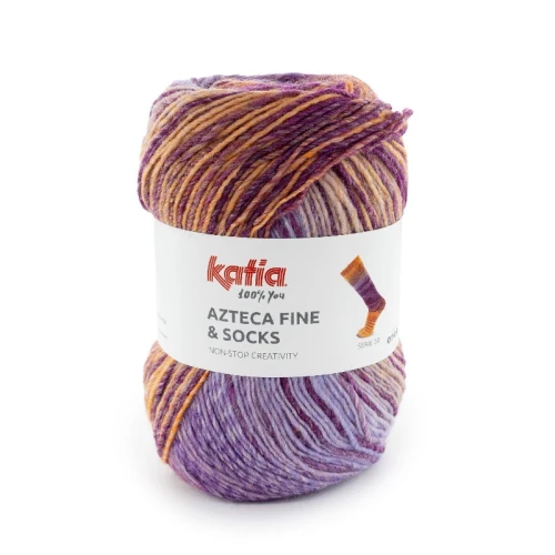 Włóczka Katia Azteca Fine Socks&More 35 liliowy-pomarańczowy  wloczka-pomaranczowy-jesien-zima-katia-wełna z akrylem , jesień ,swetry, szale, chusty, zima, czapki, skarpetki, skarpetka, skarpetkowa, azteka