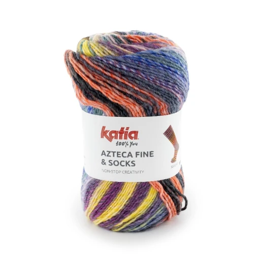 Włóczka Katia Azteca Fine Socks&More 43 czarny-pomarańczowy-różowy  pomaranczowy-rozowy-jesien-zima-wełna z akrylem , jesień ,swetry, szale, chusty, zima, czapki, skarpetki, skarpetka, skarpetkowa, azteka