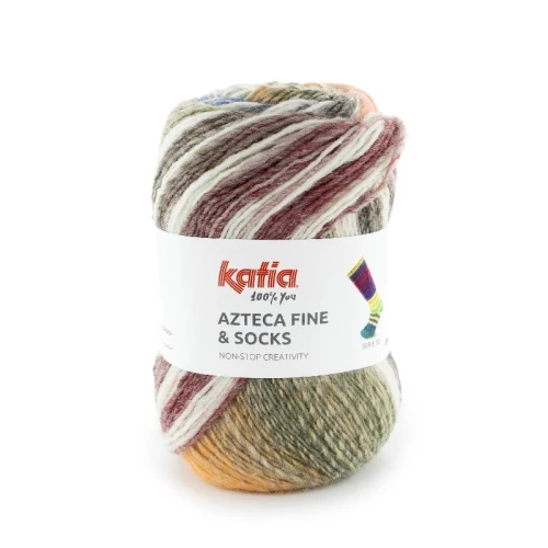 Włóczka Katia Azteca Fine Socks&More 52 łosoś-khaki-burgund lososiowy-khaki-burgundowa-czerwien-jesien-zima-katia-wełna z akrylem , jesień ,swetry, szale, chusty, zima, czapki, skarpetki, skarpetka, skarpetkowa, azteka