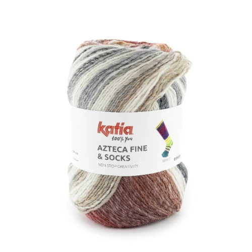 Włóczka Katia Azteca Fine Socks&More 53 brązowy-czerwony-szary