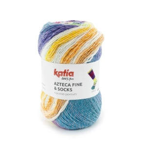 Włóczka Katia Azteca Fine Socks&More 55 niebieski-fuksja-żółty