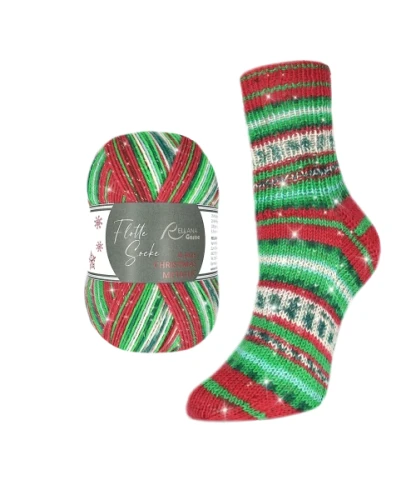 Flotte Socke Christmas Metallic 4f. 0425, Limited Edition 2026 flotte-socke-christmas-2026-metallic-glitzer-wolle. skarpetkowa, skarpetowa, limitowana edycja świąteczna