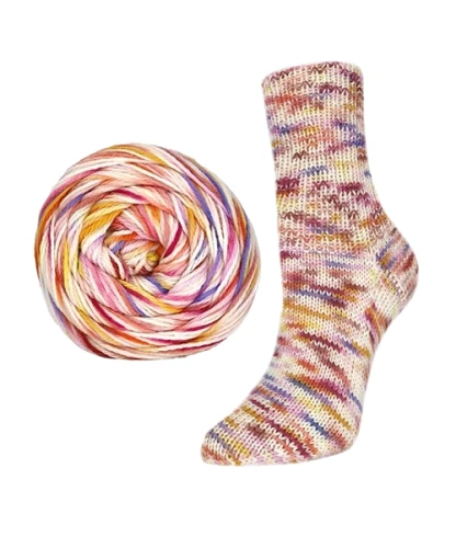 Włóczka Rellana Flotte Socke 4f. Seide-Kunterbunt 3153 skarpetkowa, skarpetowa, skarpetki, skarpety, merino, merynos, z jedwabiem, z poliamidem, sweter, szalik, czapka, chusta
