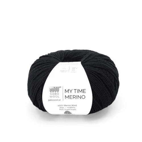 Włóczka GABO WOOL My Time Merino 500 czarny, merynos, z merynosa
