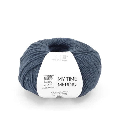Włóczka GABO WOOL My Time Merino 9574 szary denim, merynos, z merynosa
