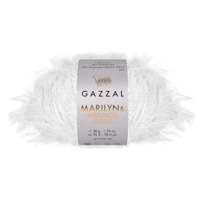 Włóczka Gazzal Marilyn & Merinos LUREX 8269L biały ze srebrem