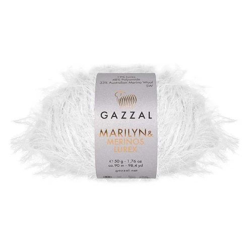 Włóczka Gazzal Marilyn & Merinos LUREX 8269L biały ze srebrem