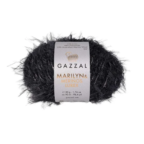 Włóczka Gazzal Marilyn & Merinos LUREX 8281L czarny ze srebrem
