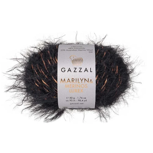 Włóczka Gazzal Marilyn & Merinos LUREX 8281L2 czarny ze złotem