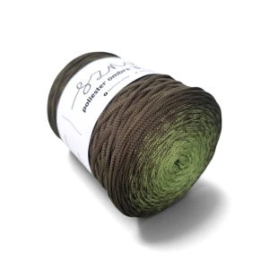 Sznurek poliestrowy płaski OMBRE 5 mm, 250m POM117 zielony/khaki