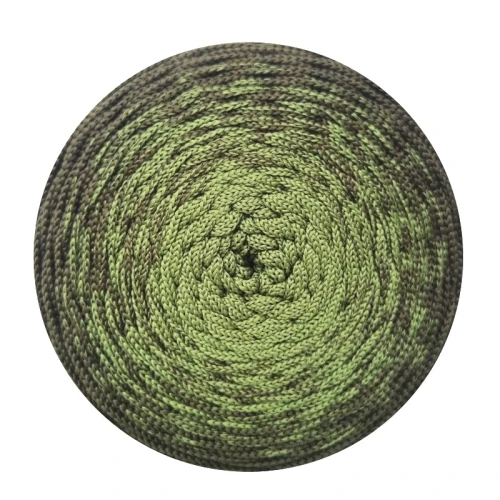 Sznurek poliestrowy płaski OMBRE 5 mm, 250m POM117 zielony/khaki