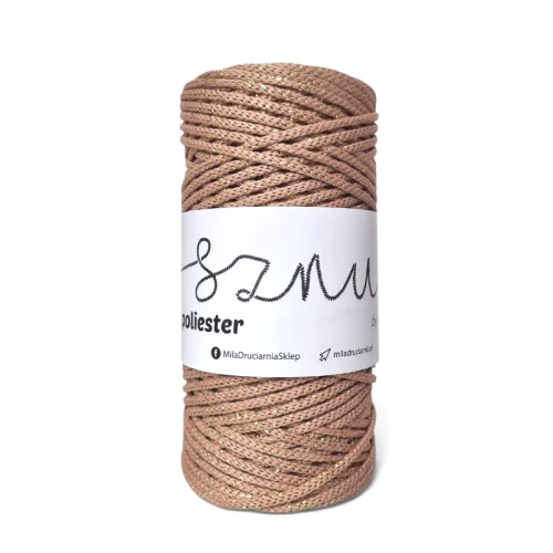 Sznurek poliestrowy by Mila 3 mm GLITTER, 100m, GZ137 różowe złoto