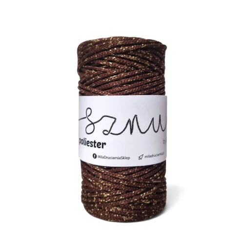 Sznurek poliestrowy by Mila 3 mm GLITTER, 100m, GZ146 złota czekolada