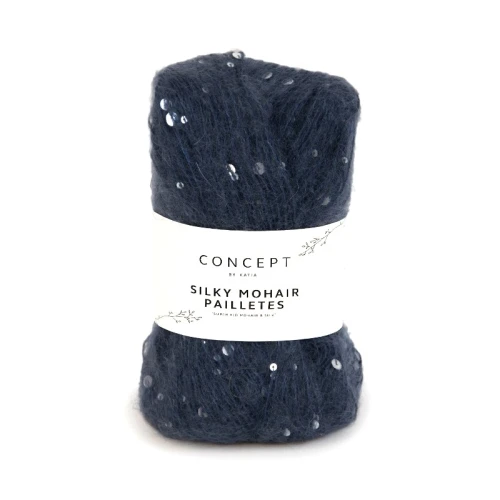 Włóczka Katia Concept Silky Mohair Pailletes 205 ciemny jeans