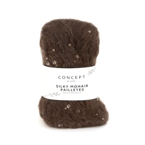 Włóczka Katia Concept Silky Mohair Pailletes 207 czekoladowy brąz