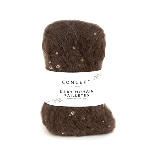 Włóczka Katia Concept Silky Mohair Pailletes 207 czekoladowy brąz
