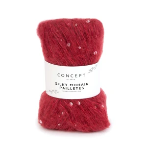 Włóczka Katia Concept Silky Mohair Pailletes 208 kriwsta czerwień