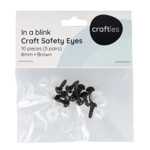 Zestaw oczu bezpiecznych Crafties, 8 mm, 5 par, kolor brązowy
