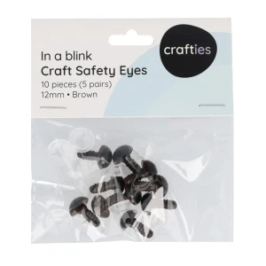 Zestaw oczu bezpiecznych Crafties, 12 mm, 5 par, kolor brązowy