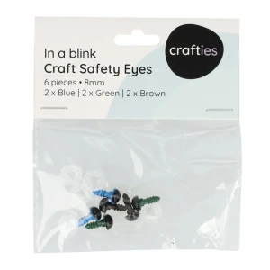 Zestaw oczu bezpiecznych Crafties, 8 mm, 3 pary, mix kolorów