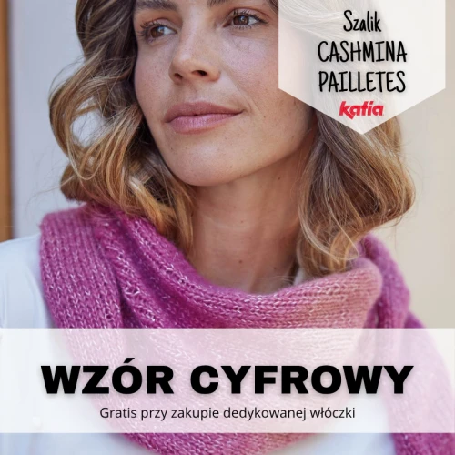 Wzór na trójkątną chustę, szal z włóczki Cashmina Pailletes