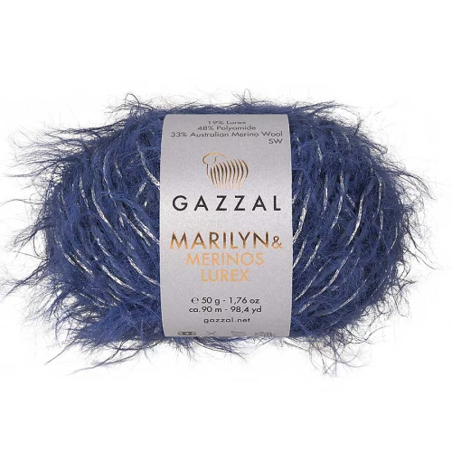 Włóczka Gazzal Marilyn & Merinos LUREX 8274L dżins włochata, puszysta, merynos, merino, kudłata, z długim włosem, długi włos