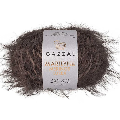 Włóczka Gazzal Marilyn & Merinos LUREX 8285L brązowy włochata, puszysta, merynos, merino, kudłata, z długim włosem, długi włos
