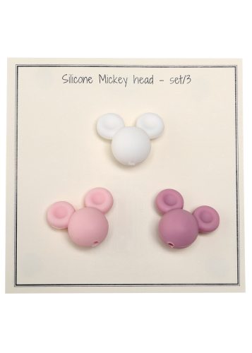 Silikonowe koraliki Mickey, 19034 mix róż, biały
